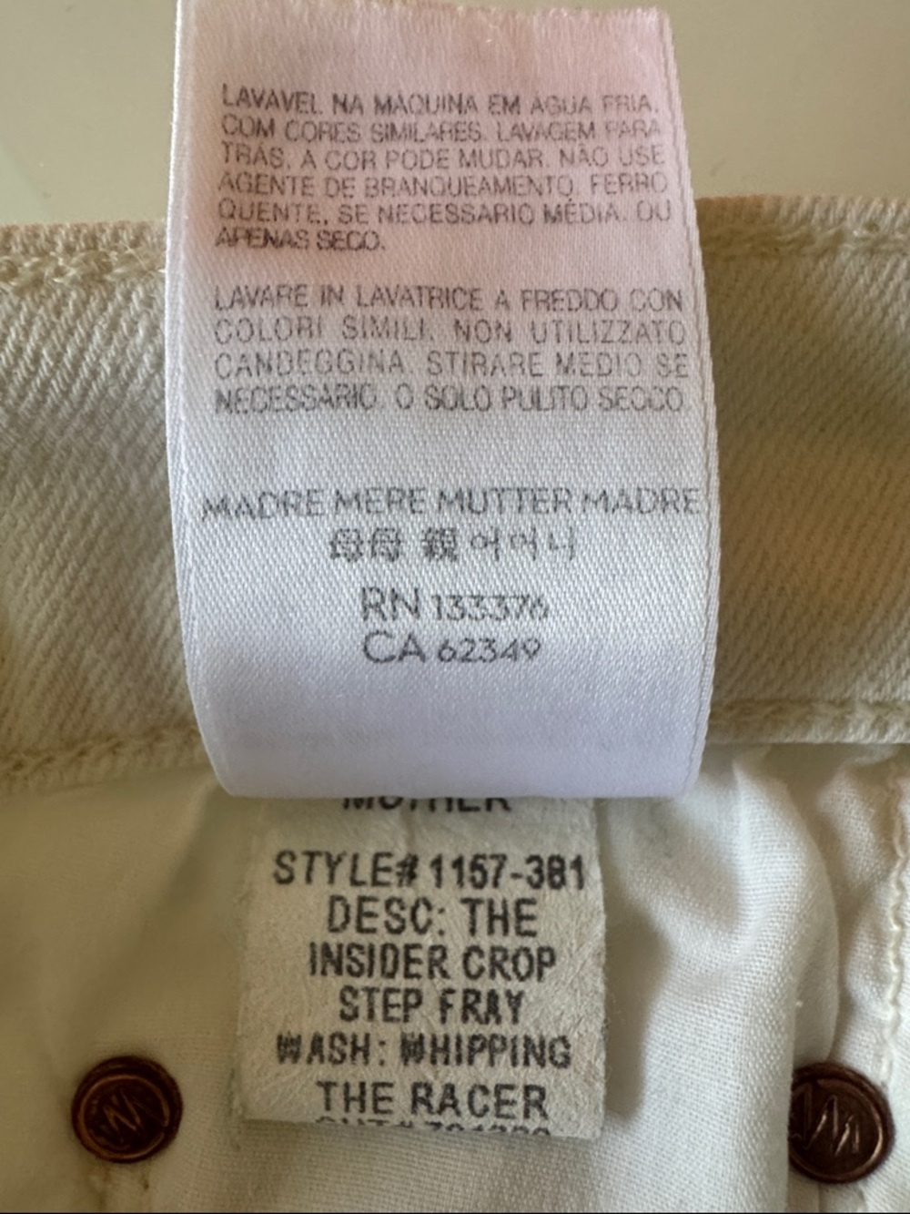 MOTHER The Insider Crop Step Fray Whipping The Racer Size 26 - Picture 11 of 14